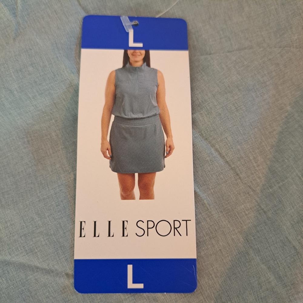 Elle Sport Athletic Dress Womens Large‎ Blue New 1/4 Zip Sleeveless 840-271-CB5